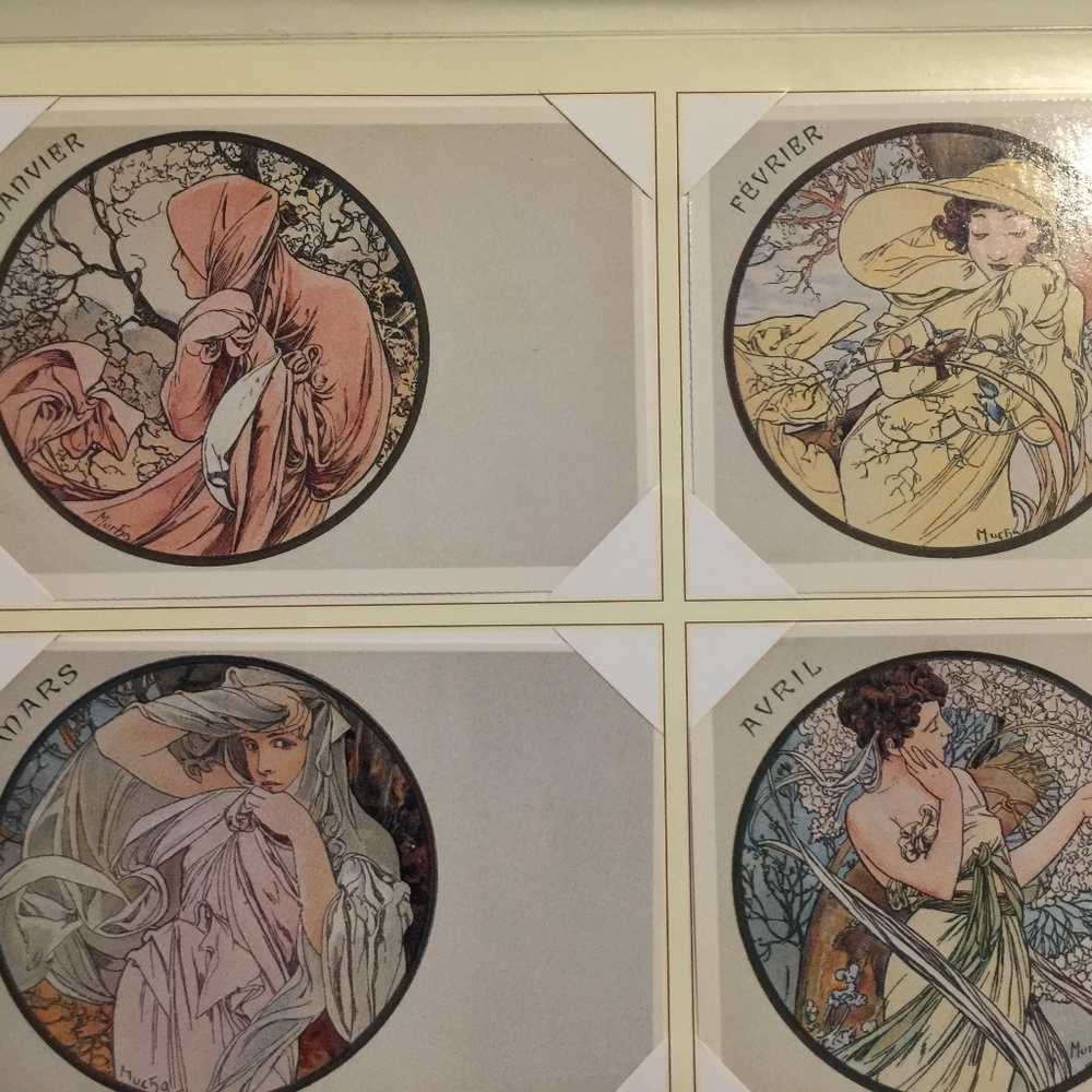 Alphonse Mucha post cards January to December